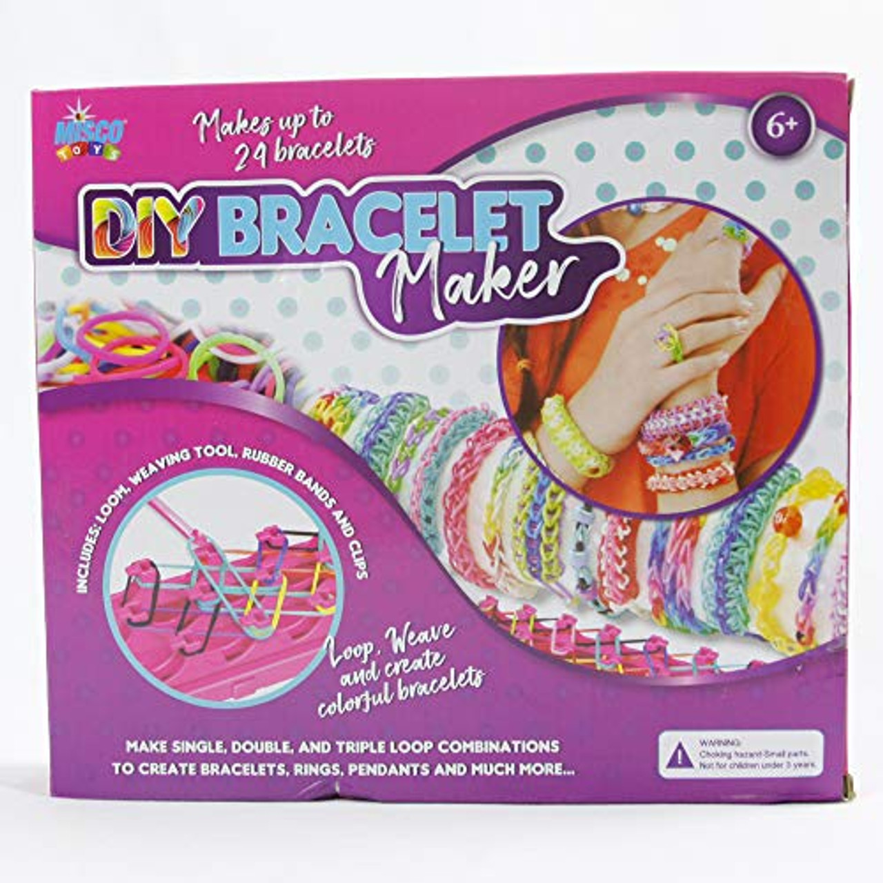 Misco Kid‚Äôs DIY Rainbow Bracelet Maker - Loom Rubber Bands, S Hooks,  Weaving Board, 600 Elastics Included, Ages 6+